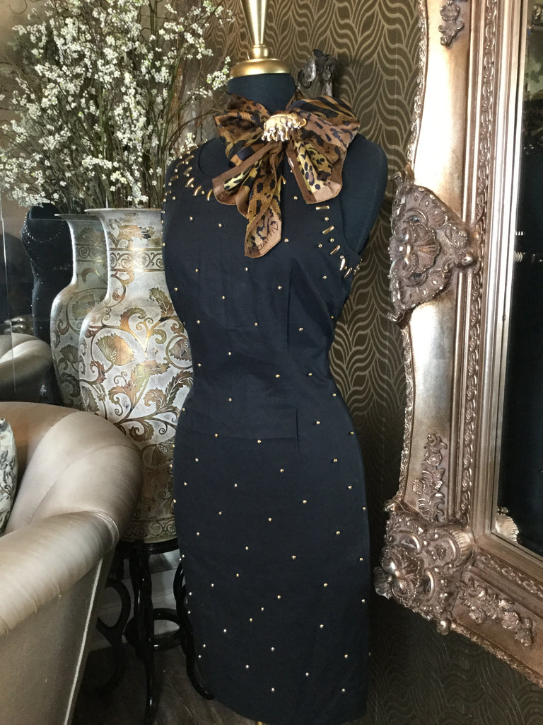 Black gold beaded dress