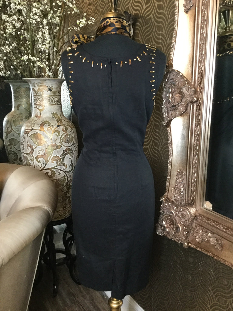 Black gold beaded dress