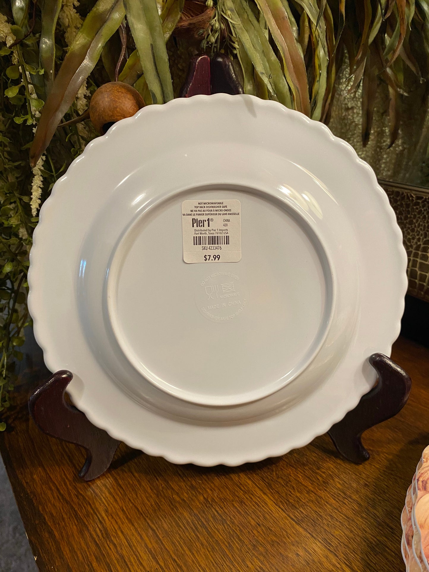 Pier 1 Imports Tropical palm leaves braided melamine dinner plates