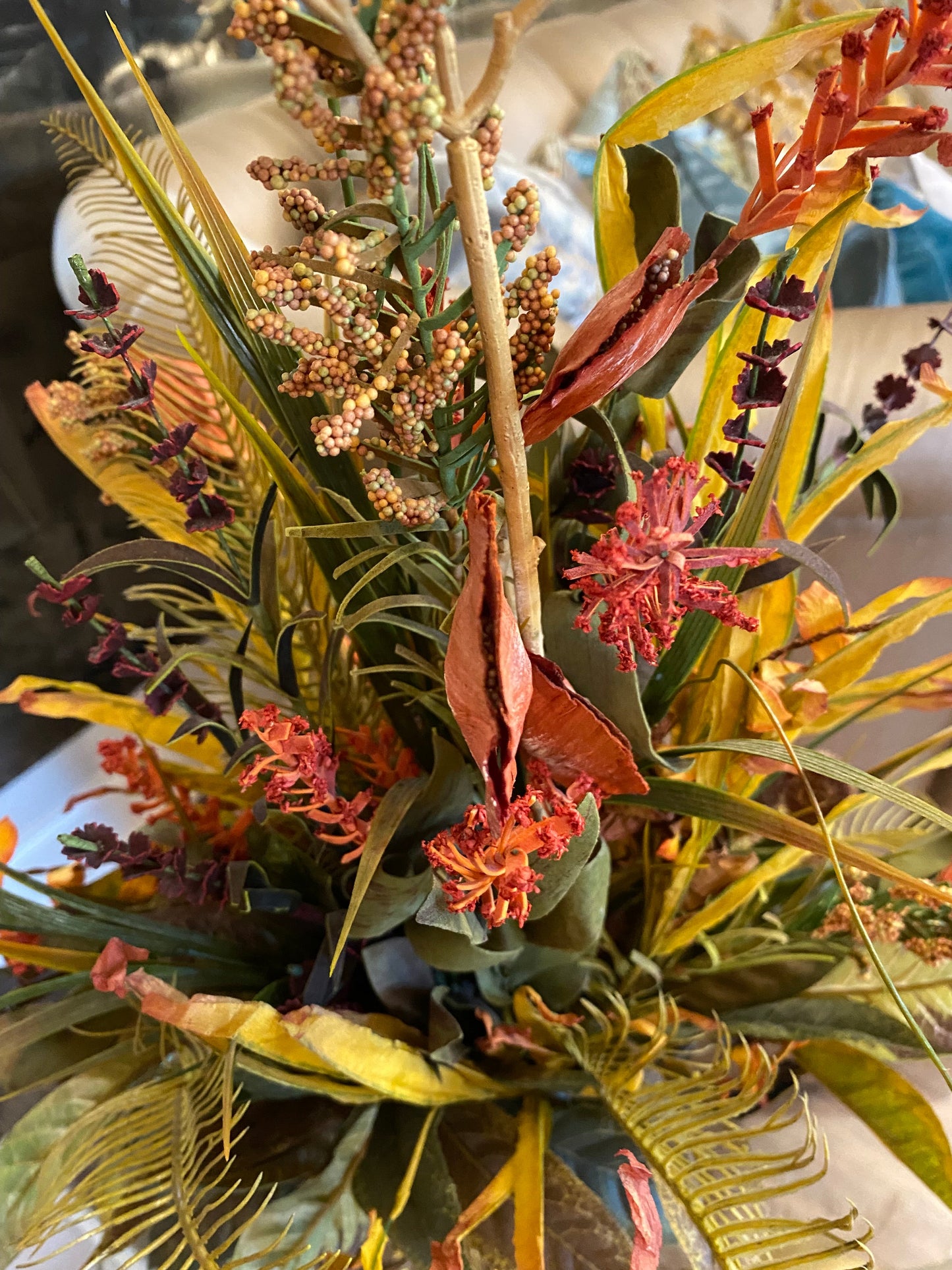 Autumn rustic floral distress vase arrangement