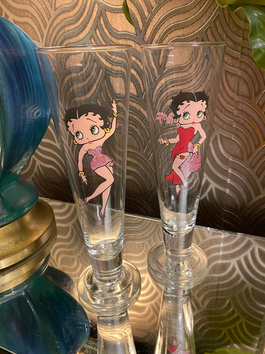 Betty Boop vintage pilsner tall glasses