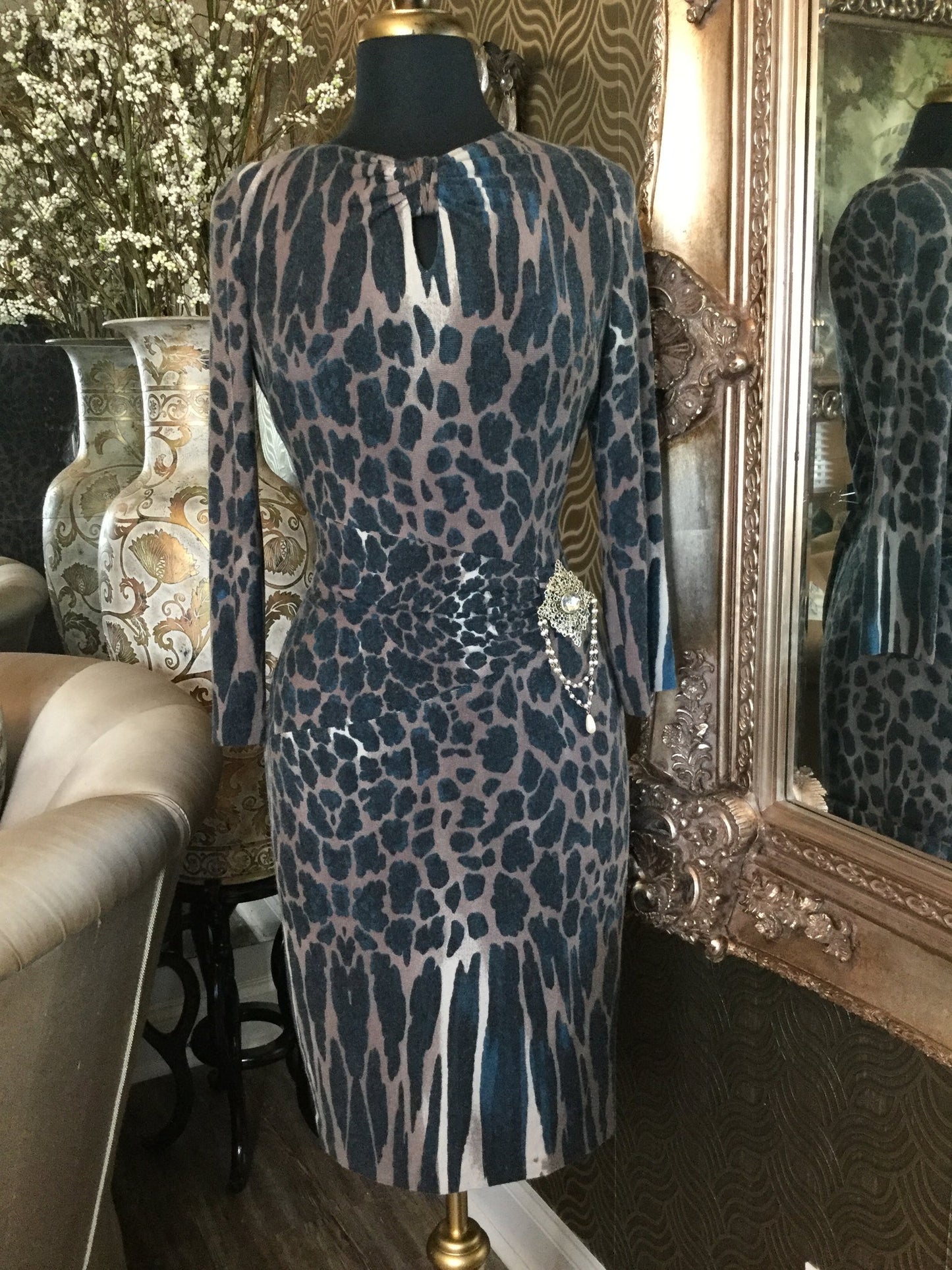 Black animal print dress