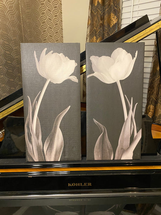 Tulips floral black white canvas pictures